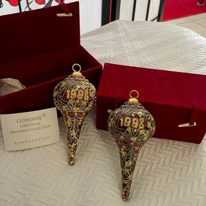 Vintage Cloisonne 1998 Christmas Ornament all 6, Handcrafted